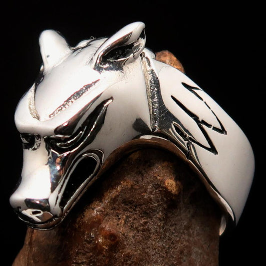 Excellent crafted Men's Jackal Ring Egyptian Anubis God of Death - Sterling Silver - BikeRing4u