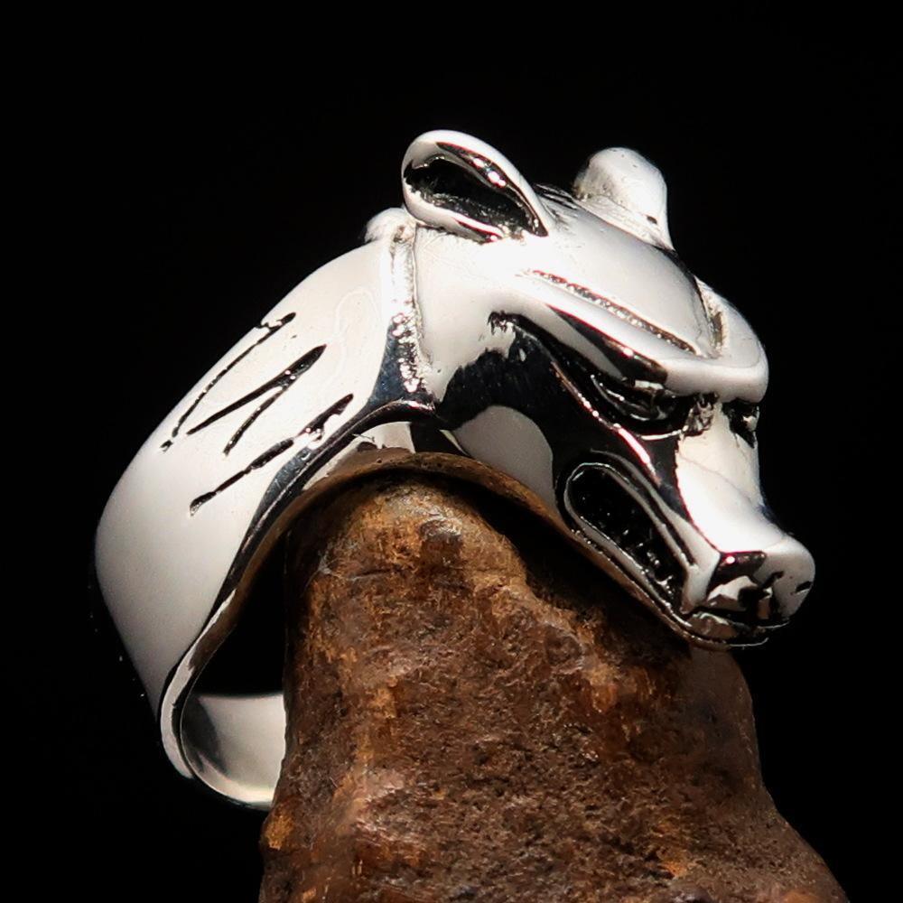 Excellent crafted Men's Jackal Ring Egyptian Anubis God of Death - Sterling Silver - BikeRing4u
