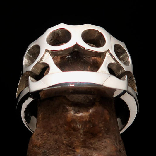 Excellent crafted Men's Biker Sterling Silver Ring Knuckle Duster - BikeRing4u
