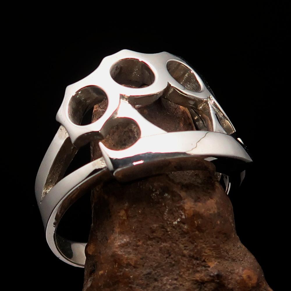 Excellent crafted Men's Biker Sterling Silver Ring Knuckle Duster - BikeRing4u