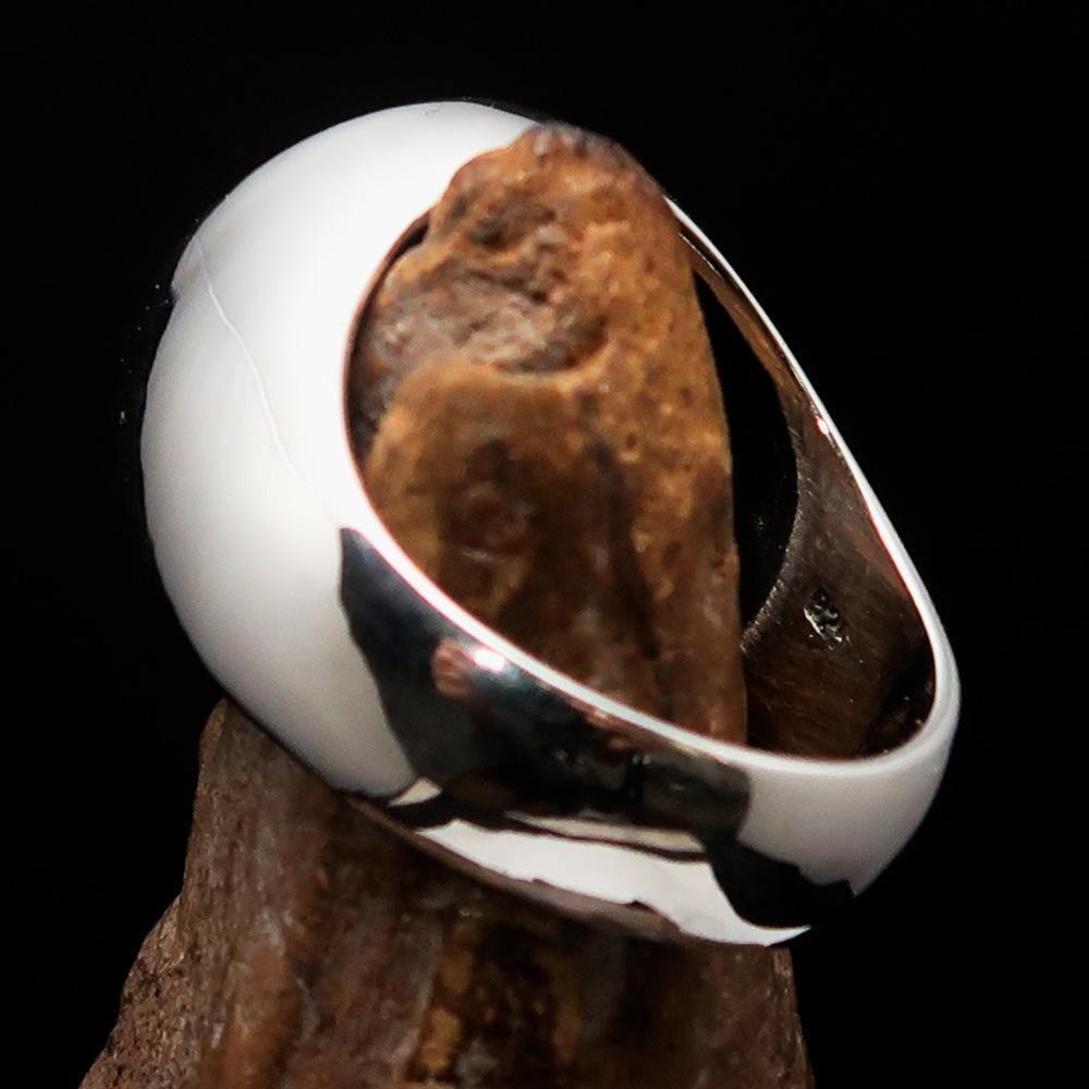 Perfectly crafted Men's Celtic Triade Ring Black Triskele - Sterling Silver - BikeRing4u