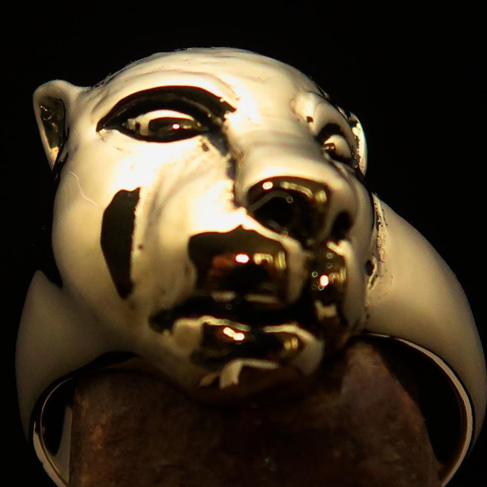 Excellent crafted solid Brass Animal Ring Lioness female Lion - BikeRing4u