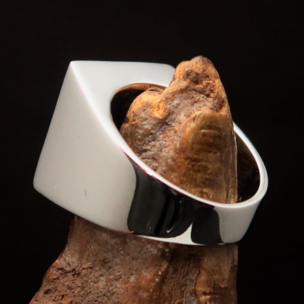 Perfectly crafted Men's Cowboy Ring blue Bull Skull - Sterling Silver - BikeRing4u
