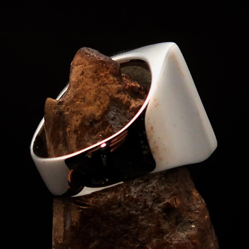 Excellent crafted Men's Zodiac Ring Star Sign Capricorn - two tone Sterling Silver - BikeRing4u