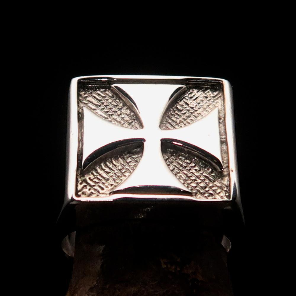 Perfectly crafted Men's Biker Ring Iron Cross - two tone Sterling Silver - BikeRing4u
