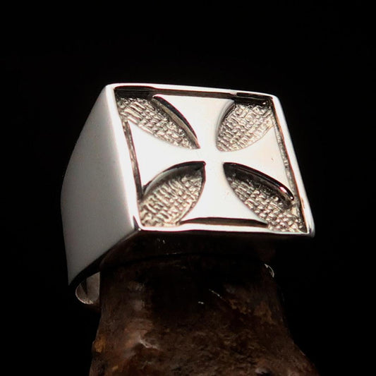 Perfectly crafted Men's Biker Ring Iron Cross - two tone Sterling Silver - BikeRing4u