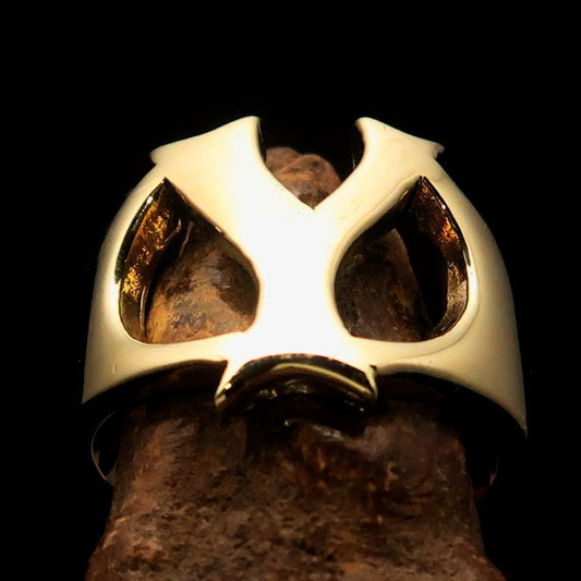 Mirror polished Men's Brass Initial Ring one bold Letter Y - BikeRing4u