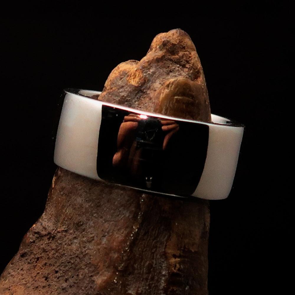 Excellent crafted Men's Cavalry Ring blue Crossed Sabers - Sterling Silver - BikeRing4u