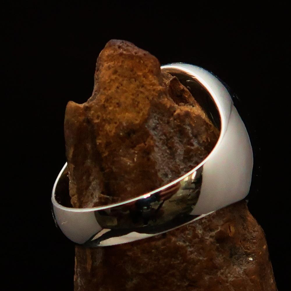 Excellent crafted Men's Ring modern blue Christian Cross - Sterling Silver - BikeRing4u
