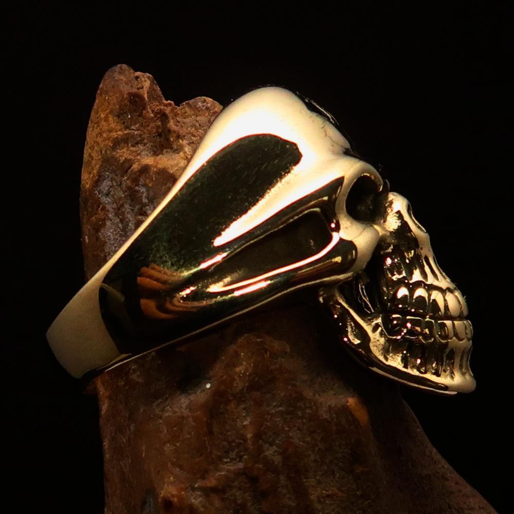 Excellent crafted Men's Biker Skull Ring Diamond 1% Outlaw Symbol Black - BikeRing4u