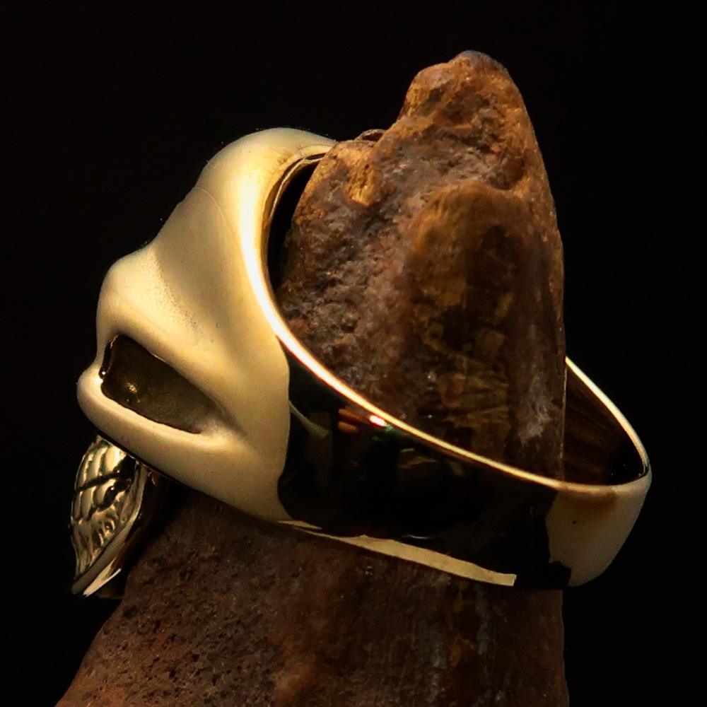 Excellent crafted Men's Biker Skull Ring Diamond 1% Outlaw Symbol Black - BikeRing4u