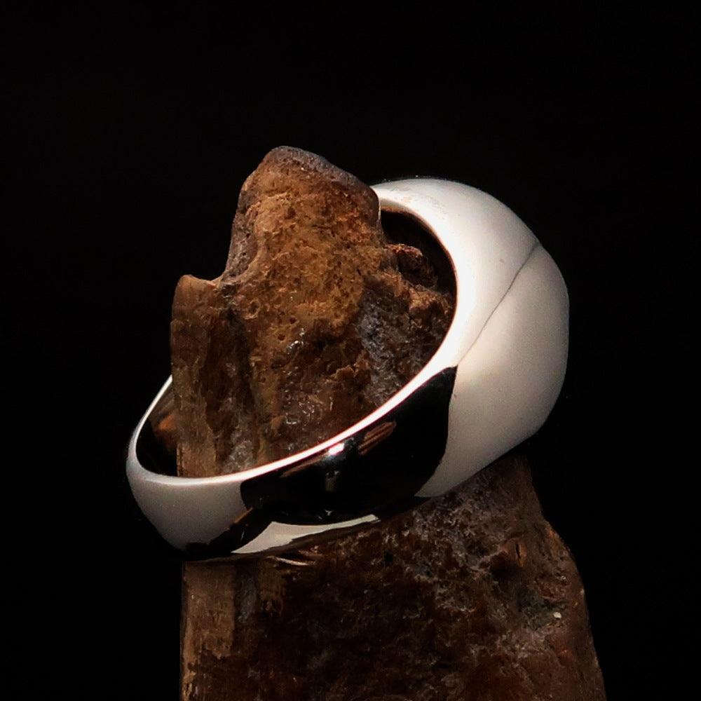 Nicely crafted Men's Triquetra Ring Celtic Triskelion Knot Black - Sterling Silver - BikeRing4u