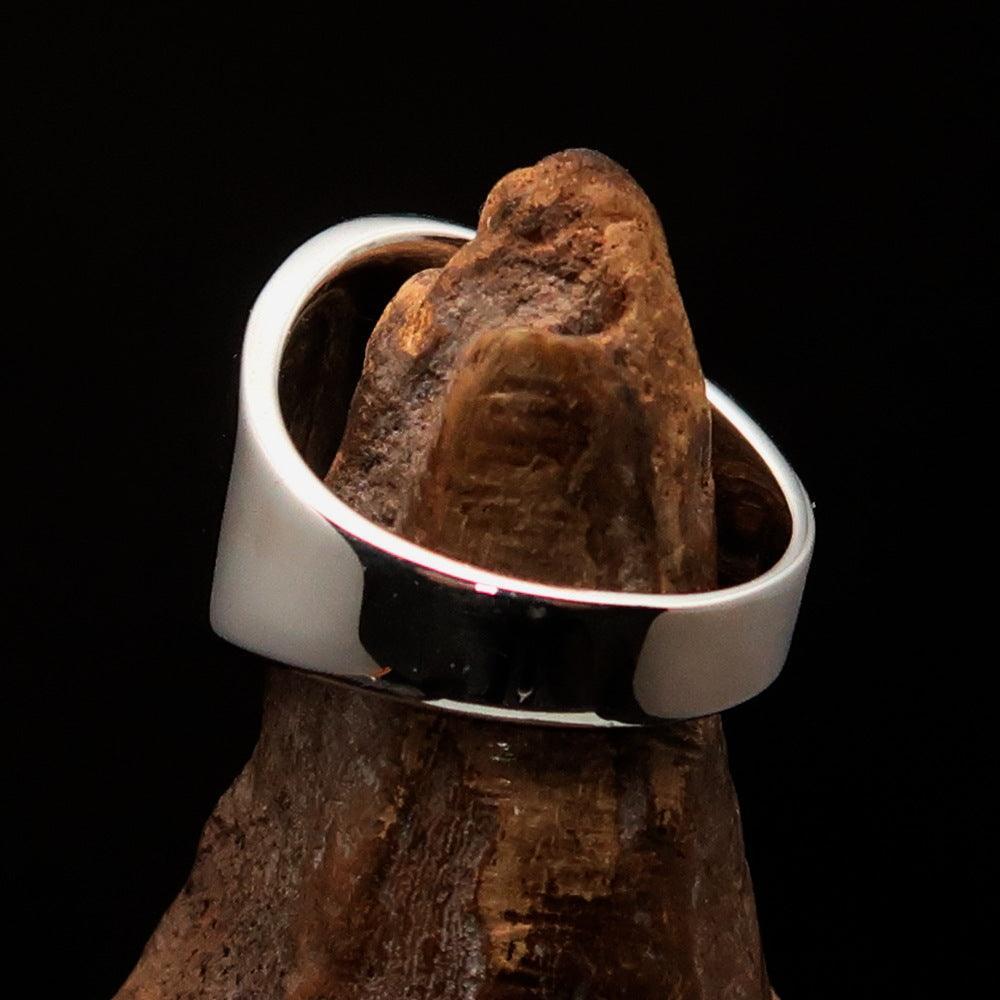 Excellent crafted Men's red Iron Cross Biker Ring - Sterling Silver - BikeRing4u