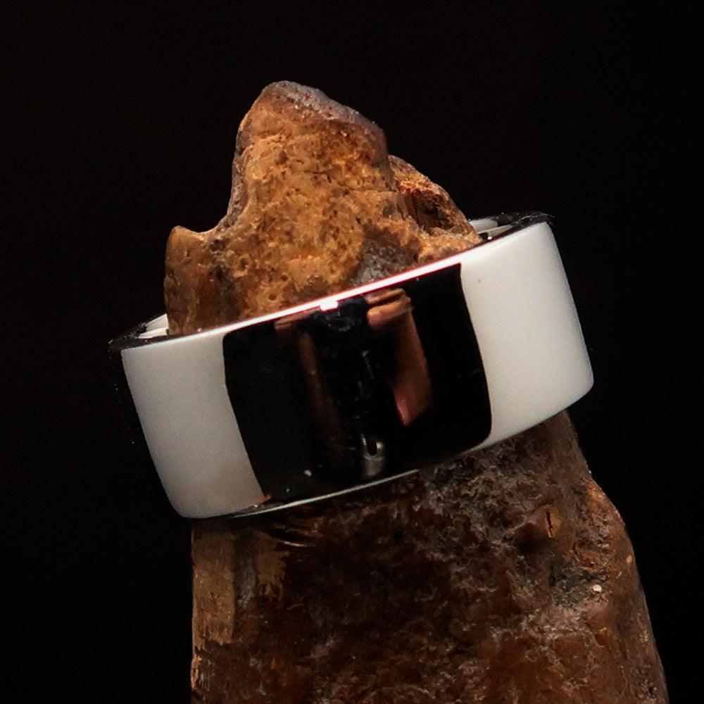 Excellent crafted Men's Cavalry Ring red Crossed Sabers - Sterling Silver - BikeRing4u