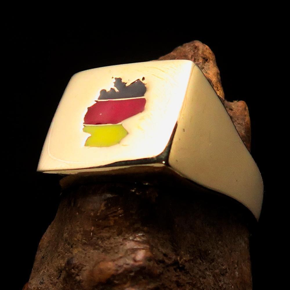 Excellent crafted Men's National Flag Ring Germany - Solid Brass - BikeRing4u