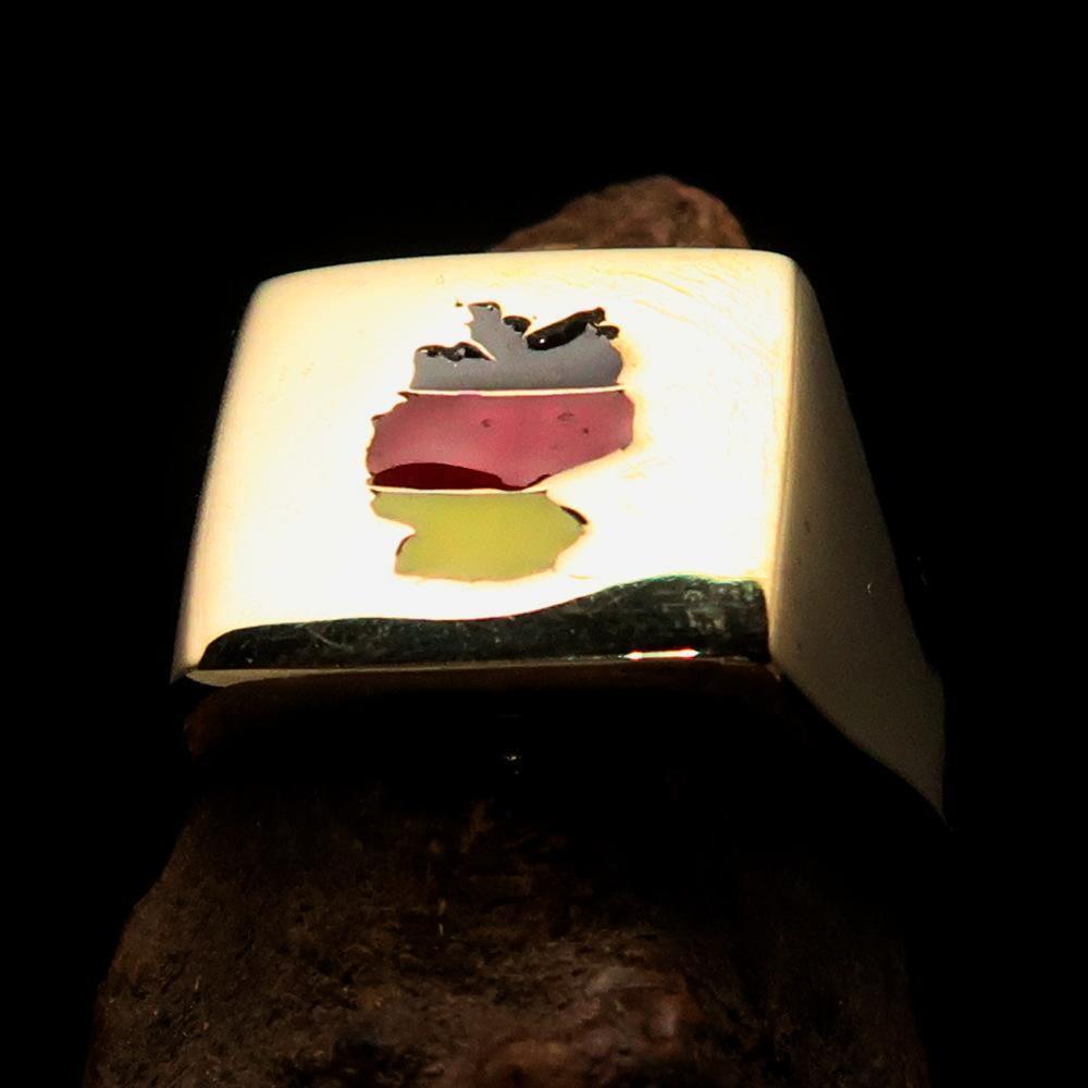 Excellent crafted Men's National Flag Ring Germany - Solid Brass - BikeRing4u