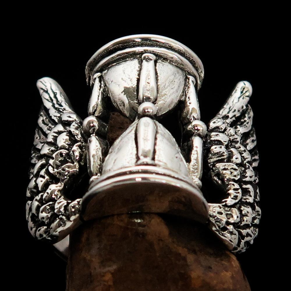 Excellent crafted Men's Medieval Ring Flying Time - Sterling Silver - BikeRing4u
