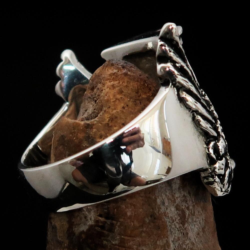 Excellent crafted Men's Medieval Ring Flying Time - Sterling Silver - BikeRing4u
