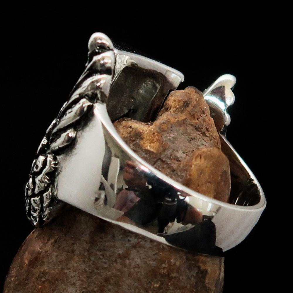 Excellent crafted Men's Medieval Ring Flying Time - Sterling Silver - BikeRing4u