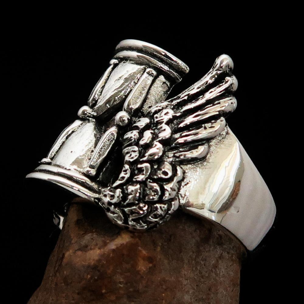 Excellent crafted Men's Medieval Ring Flying Time - Sterling Silver - BikeRing4u