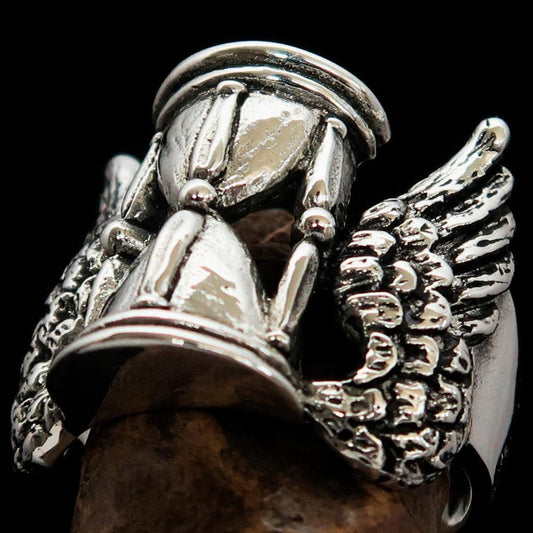 Excellent crafted Men's Medieval Ring Flying Time - Sterling Silver - BikeRing4u