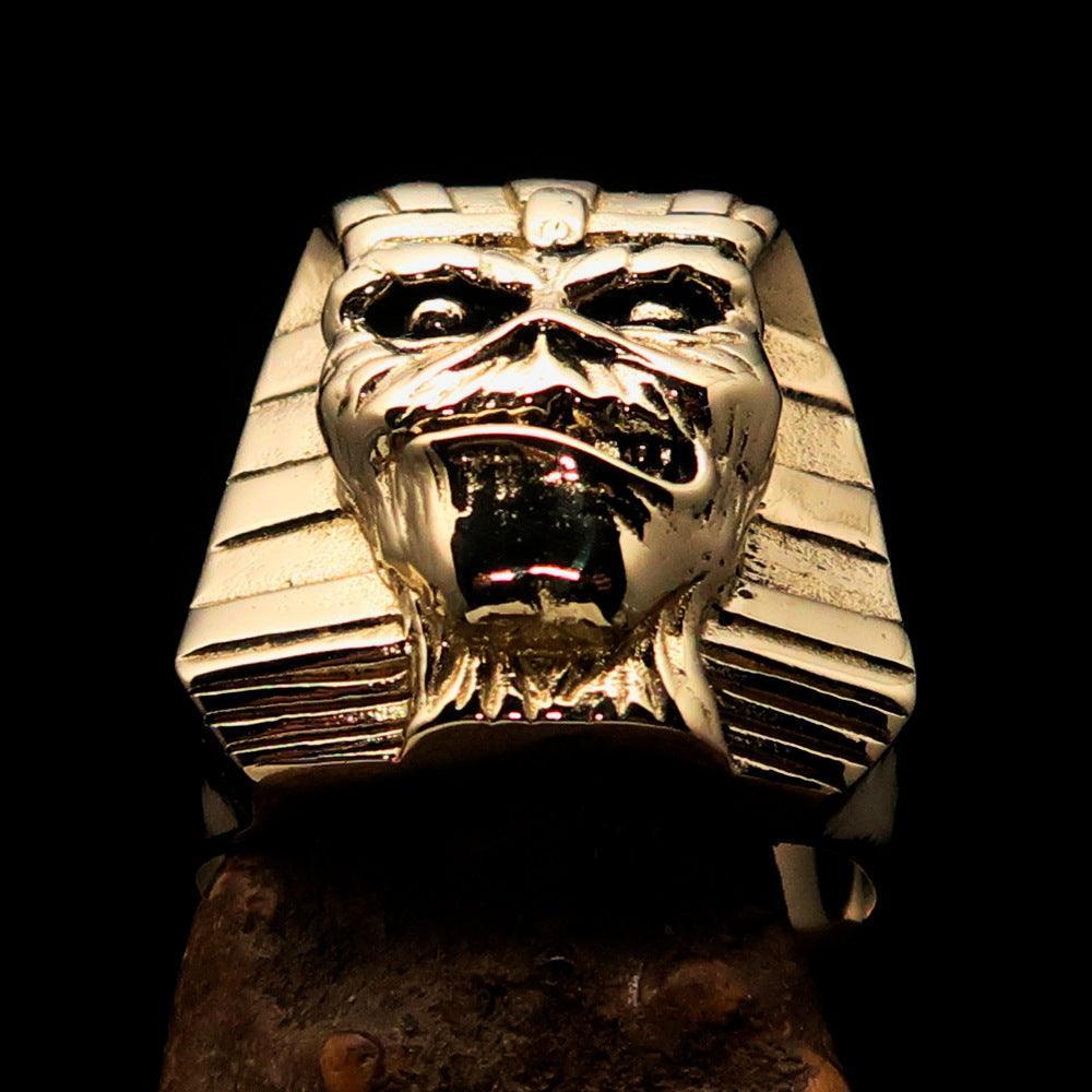 Excellent crafted Men's Egyptian Pharaoh Sphinx Mummy Ring - solid Brass - BikeRing4u