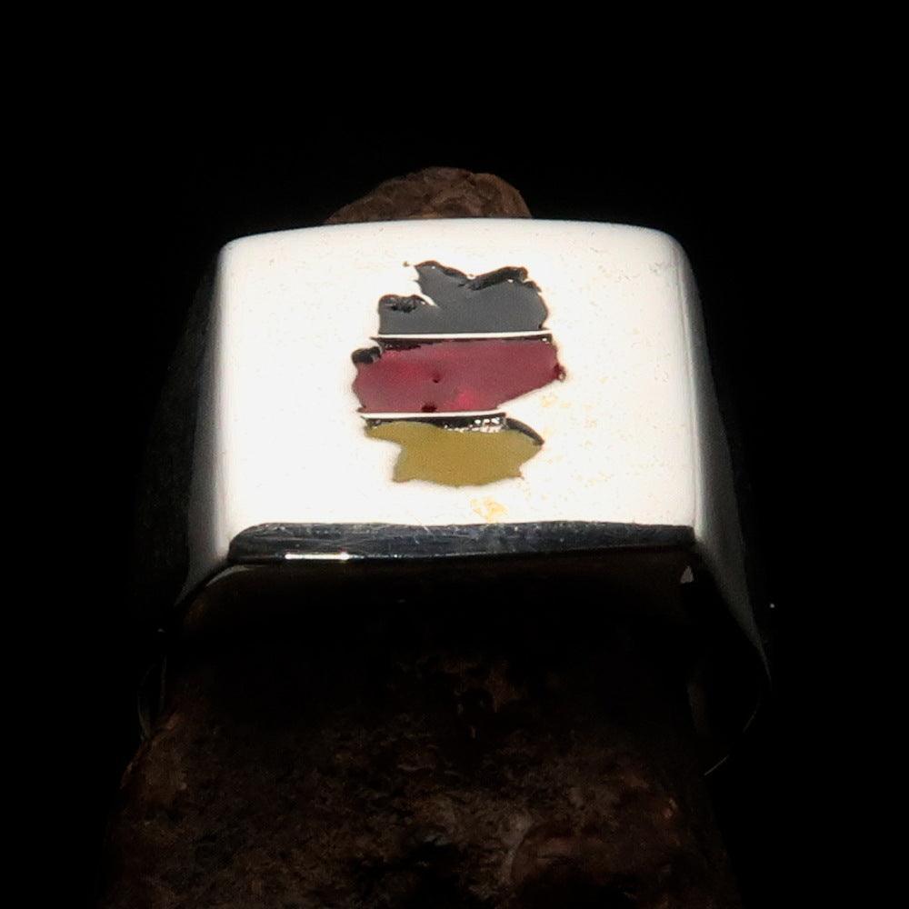 Excellent crafted Men's National Flag Ring Germany - Sterling Silver - BikeRing4u