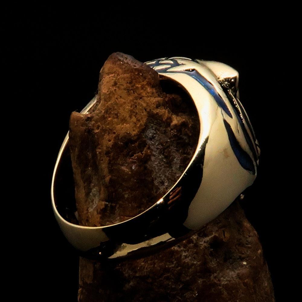 Excellent crafted Men's Animal Ring blue Male Tiger - Brass - BikeRing4u