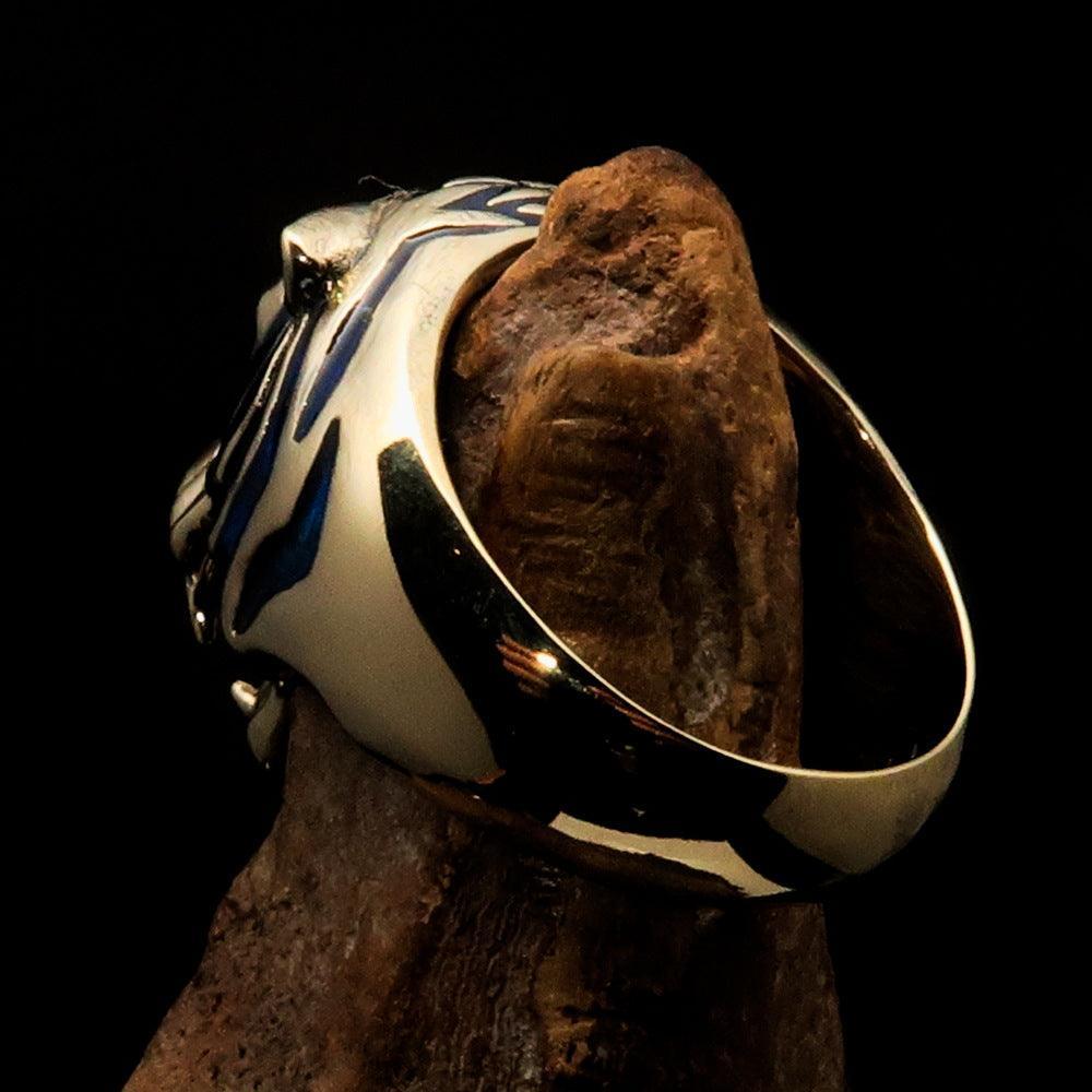 Excellent crafted Men's Animal Ring blue Male Tiger - Brass - BikeRing4u