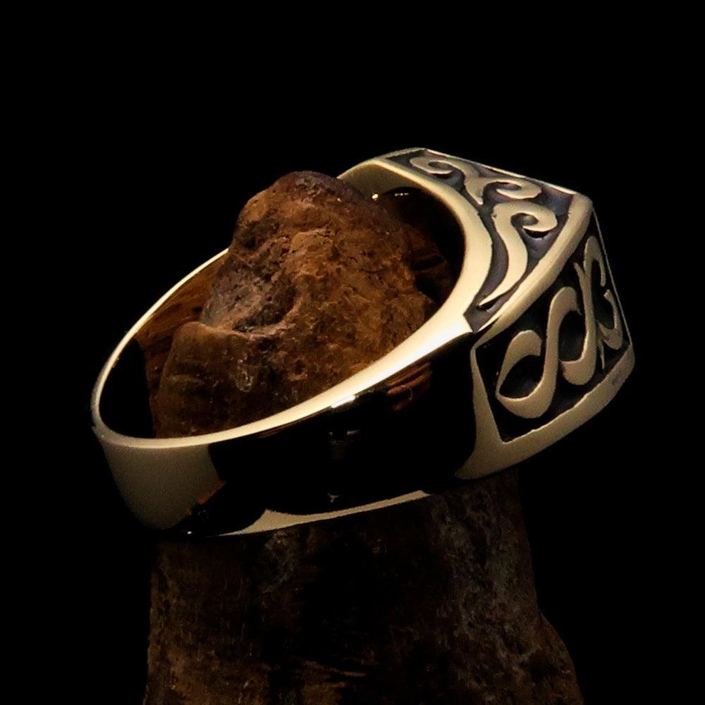 Excellent crafted Men's Medieval Ring black Oriental Crest Solid Brass - BikeRing4u