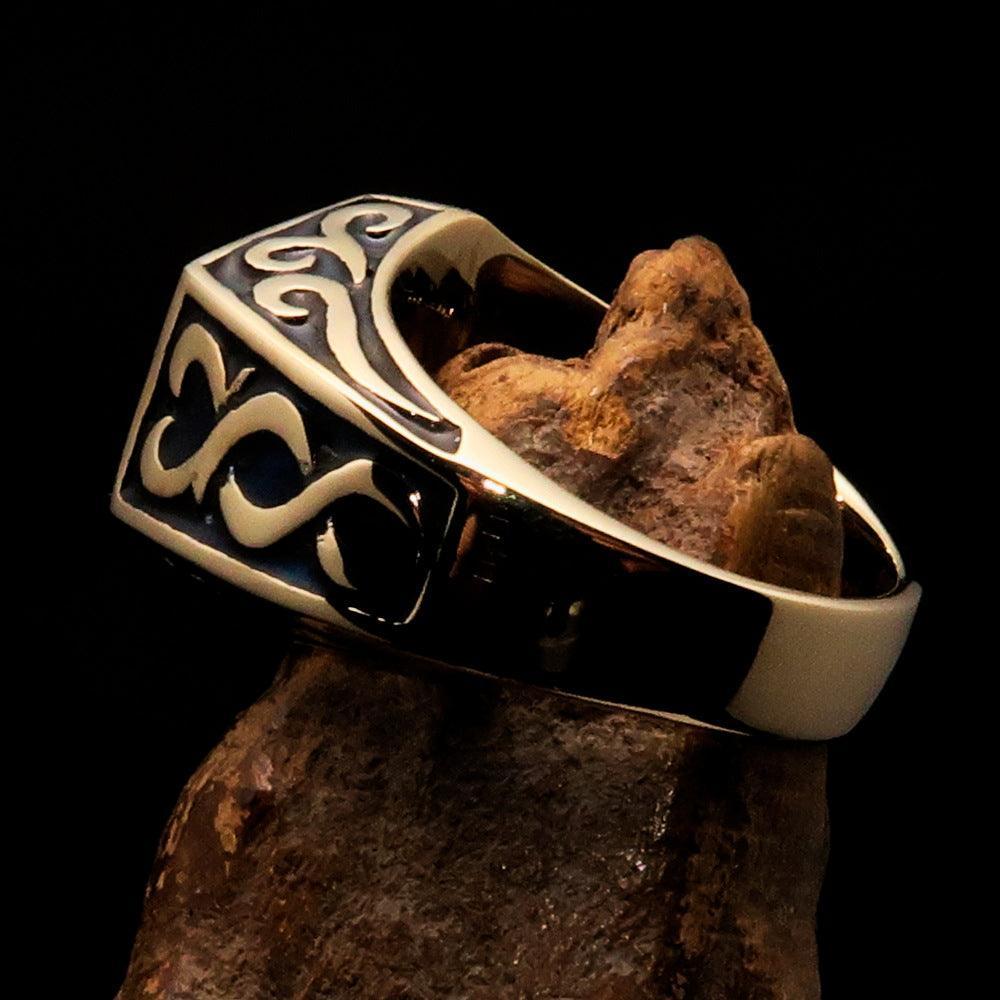 Excellent crafted Men's Medieval Ring black Oriental Crest Solid Brass - BikeRing4u