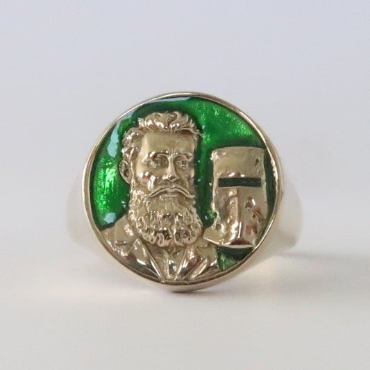 Ned Kelly Portrait and Helmet Ring in Solid Brass