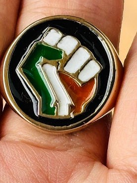 The Irish Raised Fist Ring Brass | Custom Enamel Colours