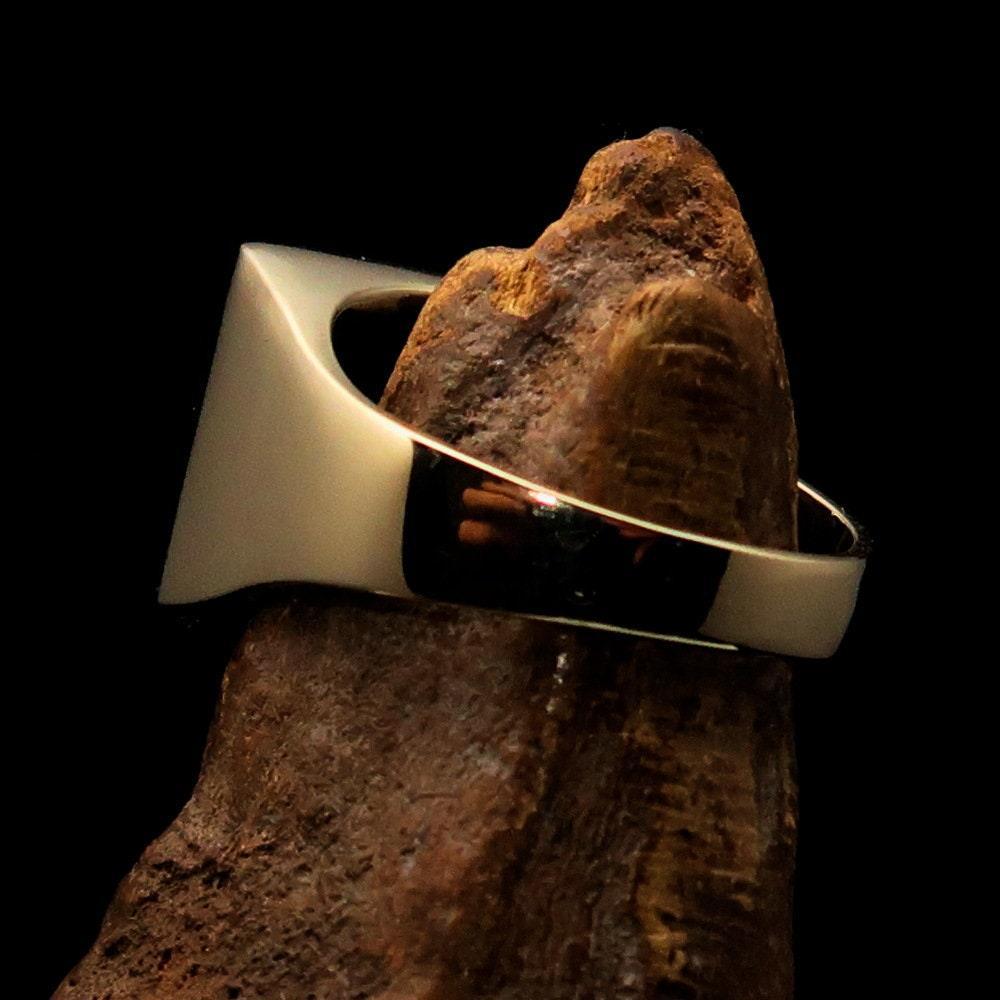 Star of David Ring, Square shaped Mirror polished Brass ring