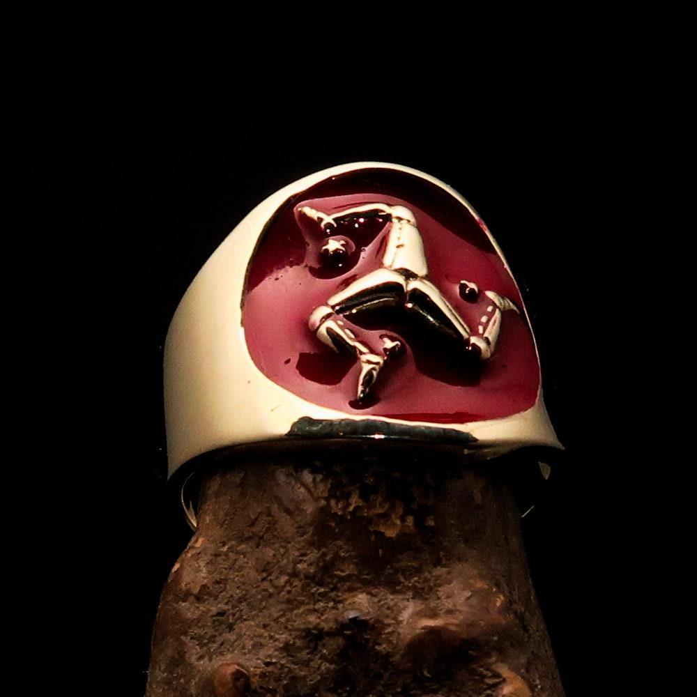 Isle of Man Flag Ring Solid Brass Pinky Ring National Flag of Isle of Man