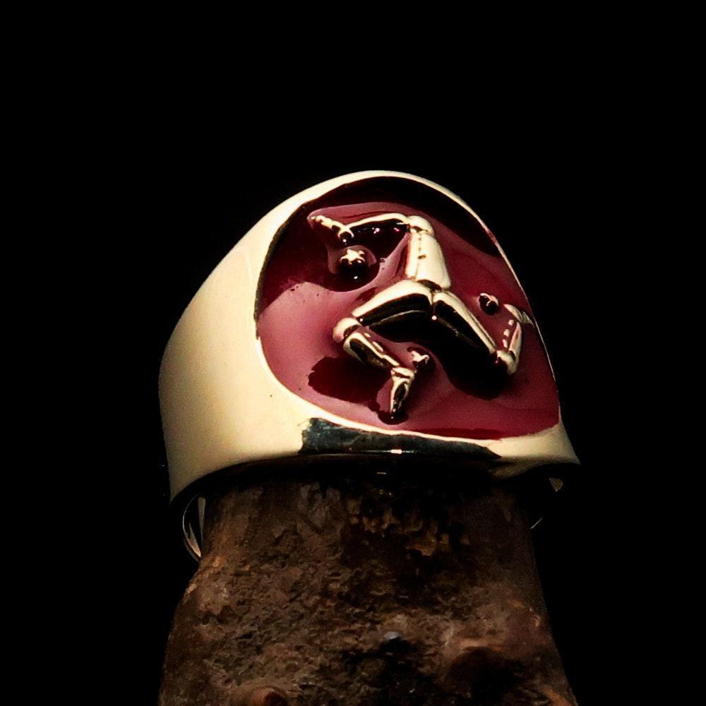 Isle of Man Flag Ring Solid Brass Pinky Ring National Flag of Isle of Man
