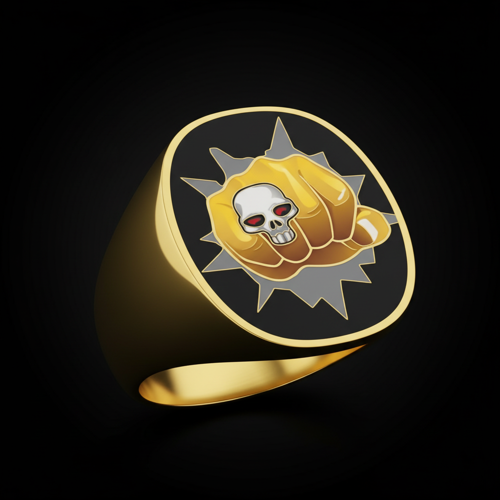 SkullRingShop Flat Enamel Signet Ring